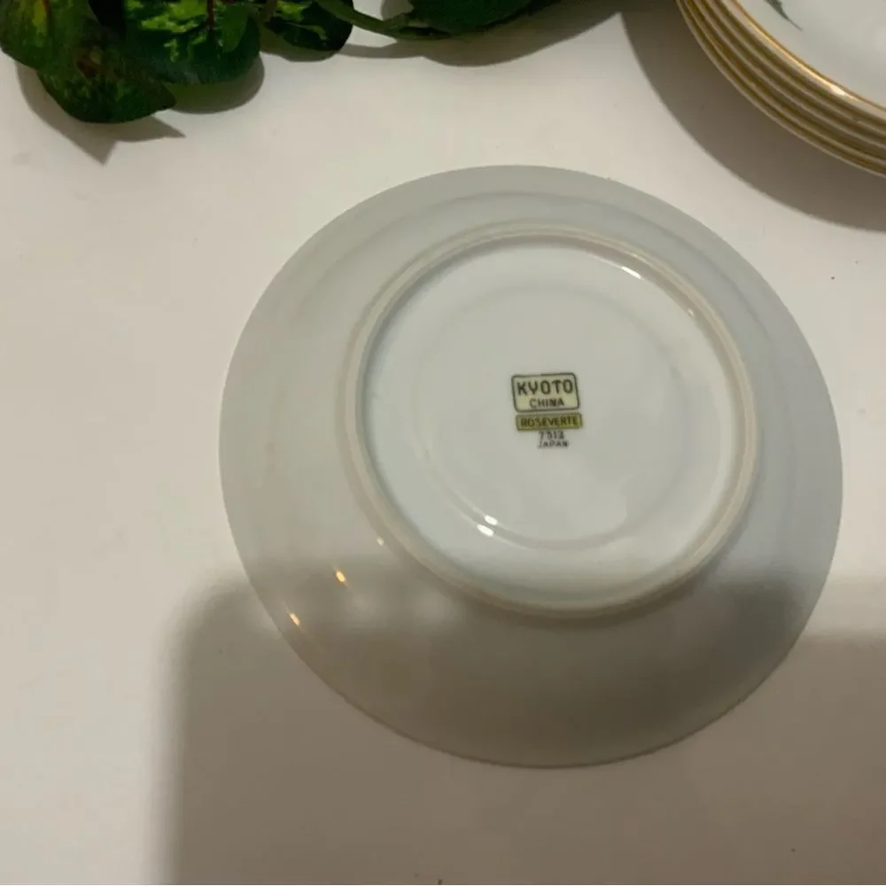 Set of 6 Vintage KYOTO China ROSEVERTE 7312 Saucers Pink Roses Gold Japan K1